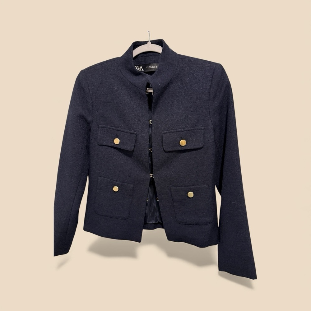 Zara  Navy blazer with gold buttons NWOT